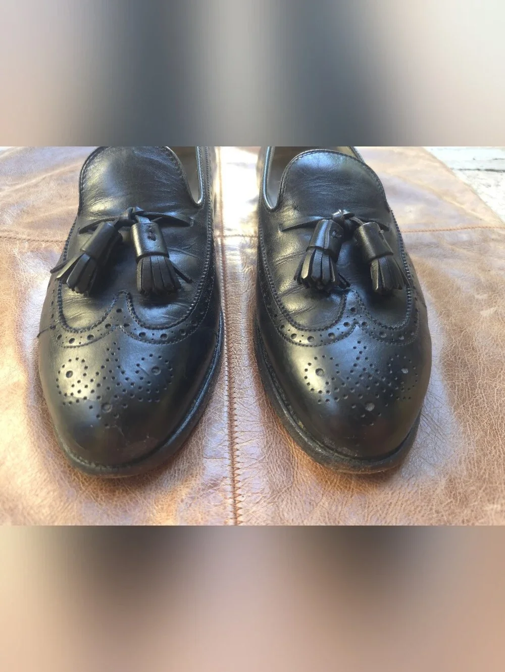 Alden 551 Black Calfskin Tassel Loafers Shoes Mens 10 B/D Made USA Almond Toe